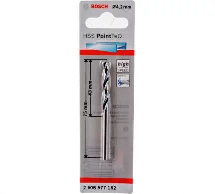 Сверло спиральное по металлу Bosch PointTeQ (4.2х43х75мм) 2608577162