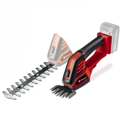 Аккумуляторные ножницы-кусторез Einhell PXC GE-CG 18/100 Li-Solo 3410313 - это высокопроизводительный помощник из семейства Power X-Change. Нож для стрижки травы идеально подходит для стрижки краев газона (100 мм). Лезвия ножниц для кустарников с лазерной резкой и алмазной шлифовкой идеально подходят для стрижки живой изгороди и кустарников. Инструменты легко заменяются без использования каких-либо других инструментов. Мягкая ручка обеспечивает идеальный захват и эргономичность во время использования. Закрытый корпус редуктора обеспечивает защиту во время использования и при очистке от контакта с деталями, смазанными трансмиссионным маслом. Поставляется без аккумулятора и зарядного устройства. Ножницы-кусторез являются представителем семейства Power X-Change, а значит совместимы со всеми аккумуляторами платформы. Согласно Вашим задачам и потребностям аккумуляторы нужной ёмкости серии Power X-Change можно приобрести отдельно. Технические характеристики Einhell PXC GE-CG 18/100 Li-Solo 3410313 Вид ножницы-кусторез Тип аккумуляторный Длина лезвия 20 см Тип ножа двусторонний Мах толщина реза 8 мм Поворотная рукоятка нет Телескопическая рукоятка нет Количество аккумуляторов в комплекте нет Напряжение аккумулятора 18 В Емкость аккумулятора нет А*ч Тип упаковки коробка Габариты без упаковки 350x115x137 мм Вес нетто 1.06 кг Тип аккумулятора Li-lon Серия аккумулятора Einhell Power X-Change