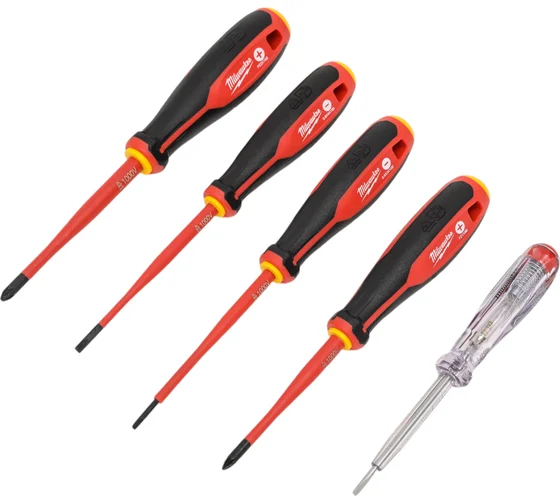 Набор трехгранных отверток VDE PZ/SL + тестер напряжения - 5 шт Milwaukee 4932478737 Набор трехгранных отверток VDE PZ/SL + тестер напряжения - 5 шт Milwaukee 4932478737