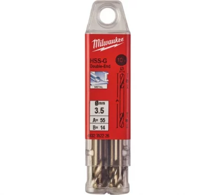Сверло по металлу двухстороннее HSS-G DIN1412 (10 шт; 3.5х14х52 мм) Milwaukee 4932352226