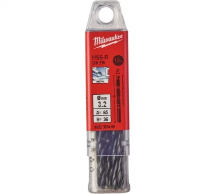 Сверло по металлу HSS-R DIN338 (10 шт; 3.2 мм) Milwaukee 4932363466