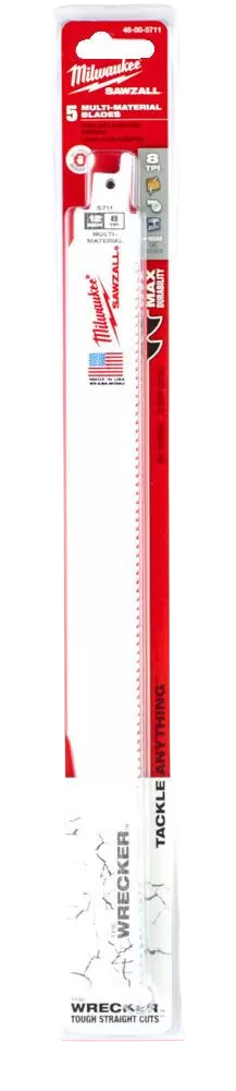 Сабельное полотно Milwaukee WRECKER 300MM x 7／11 TPI 5шт 48475711